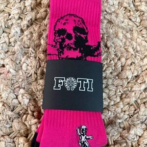 Chrome Hearts Pink and Black Skull Socks